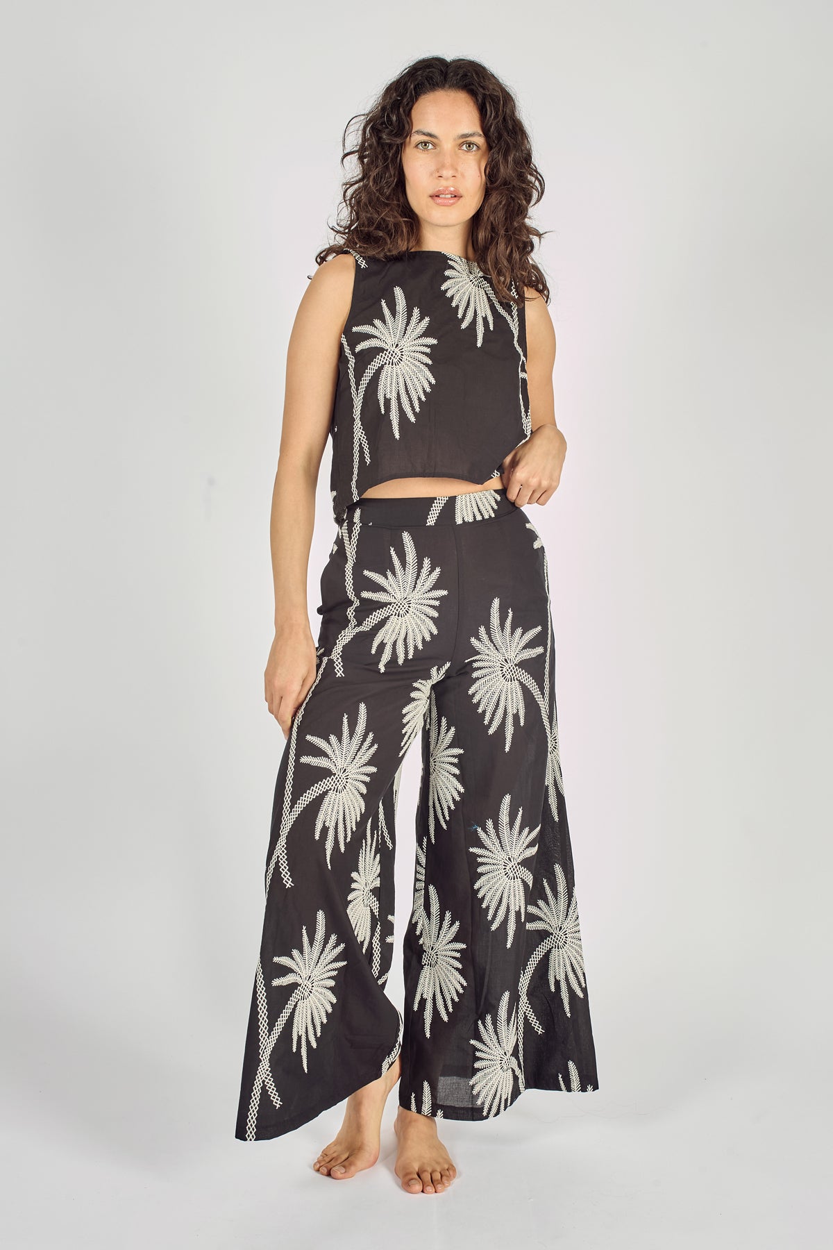 Traffic People crop top. Palm print.