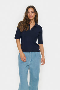 Saint Tropez Juanna polo top. Navy.