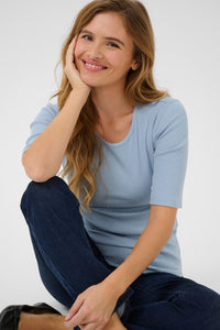 KAFFE KAcarna T shirt. Soft Chambray.