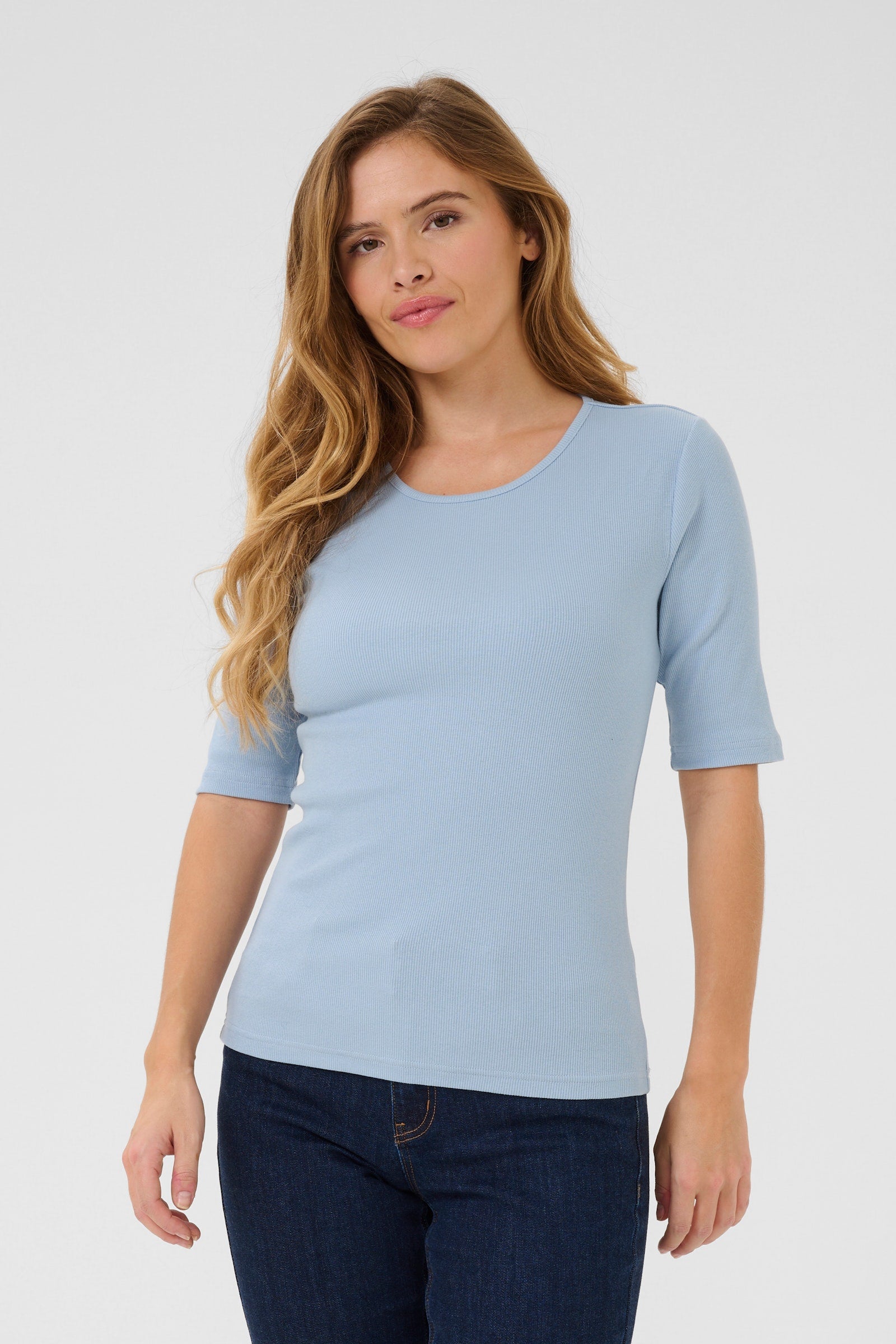 KAFFE KAcarna T shirt. Soft Chambray.