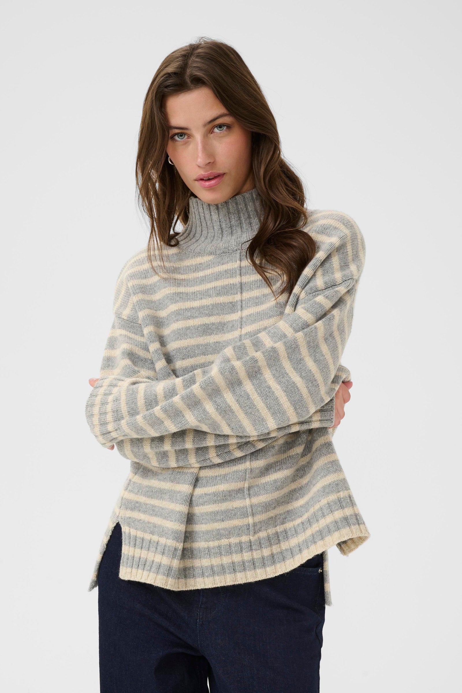 Part Two Lilye jumper. Grey-cream.
