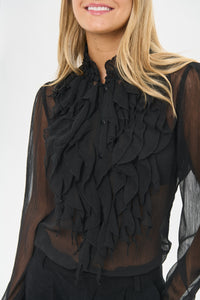 Saint Tropez Black Lilja crinkle shirt.