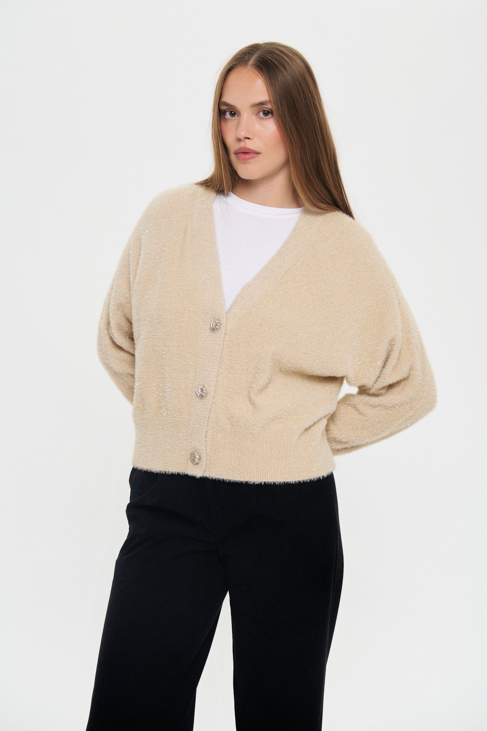 Saint Tropez Nusha Cream Sparkle Cardi.