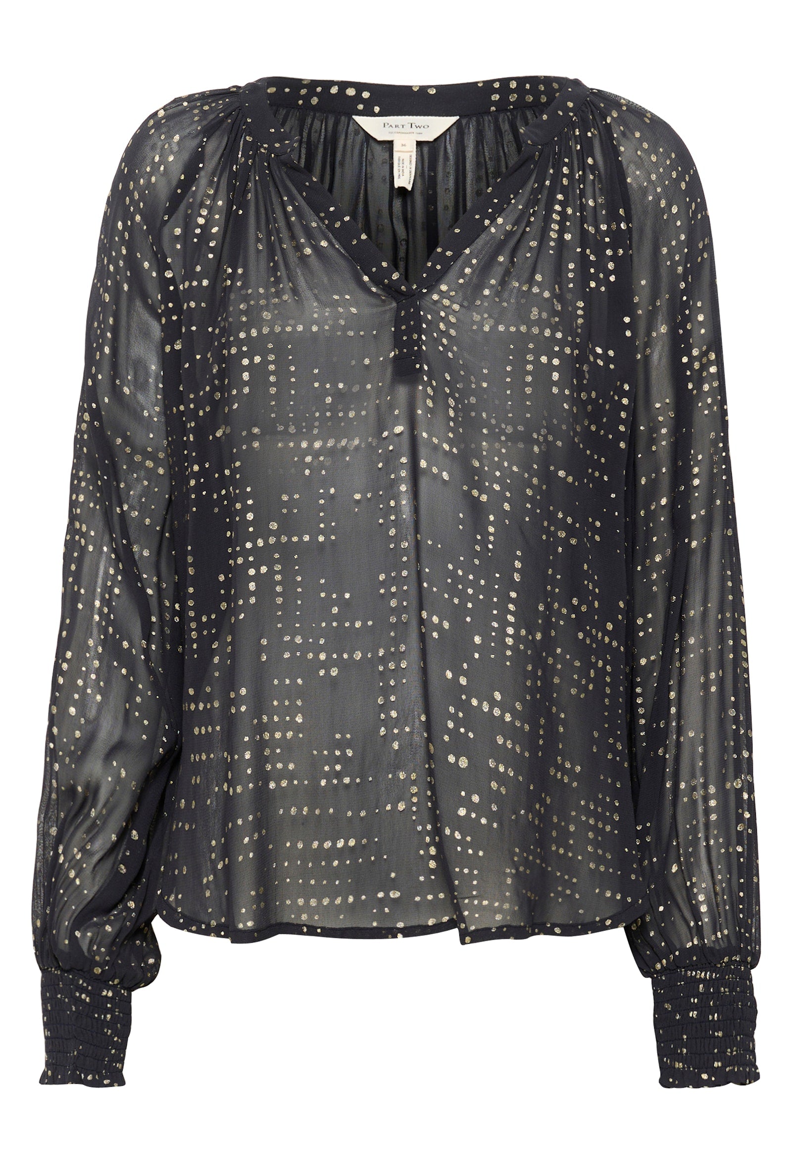 Part Two Tennie Navy-Gold blouse.