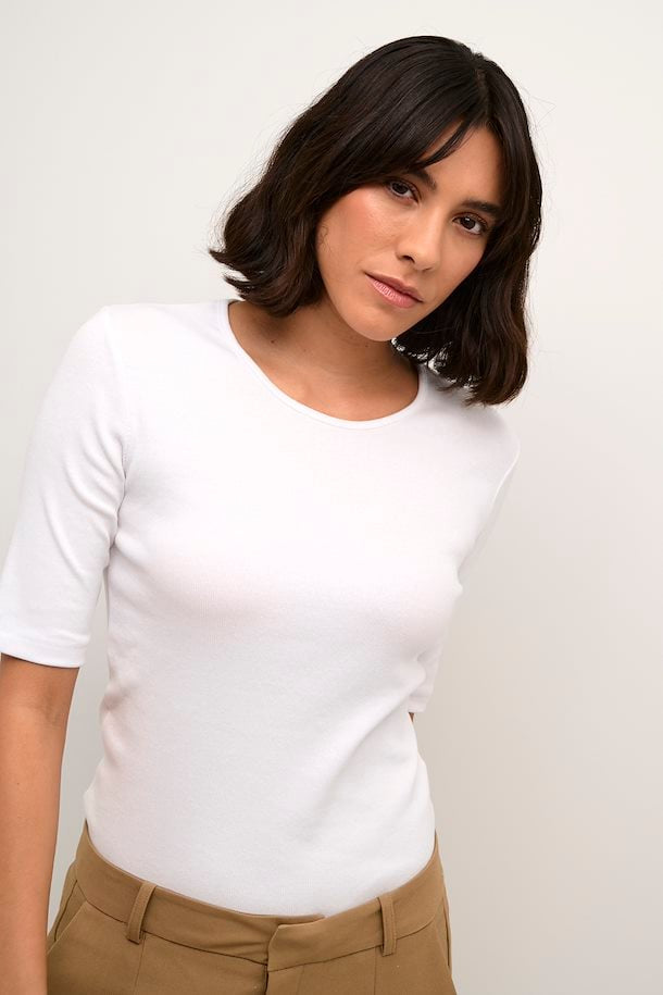 Kaffe  Kacarna sleeve T-shirt. (White)