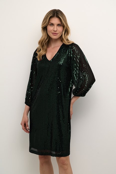 Kaffe KAbolette Sequin Dress (Forest Night)